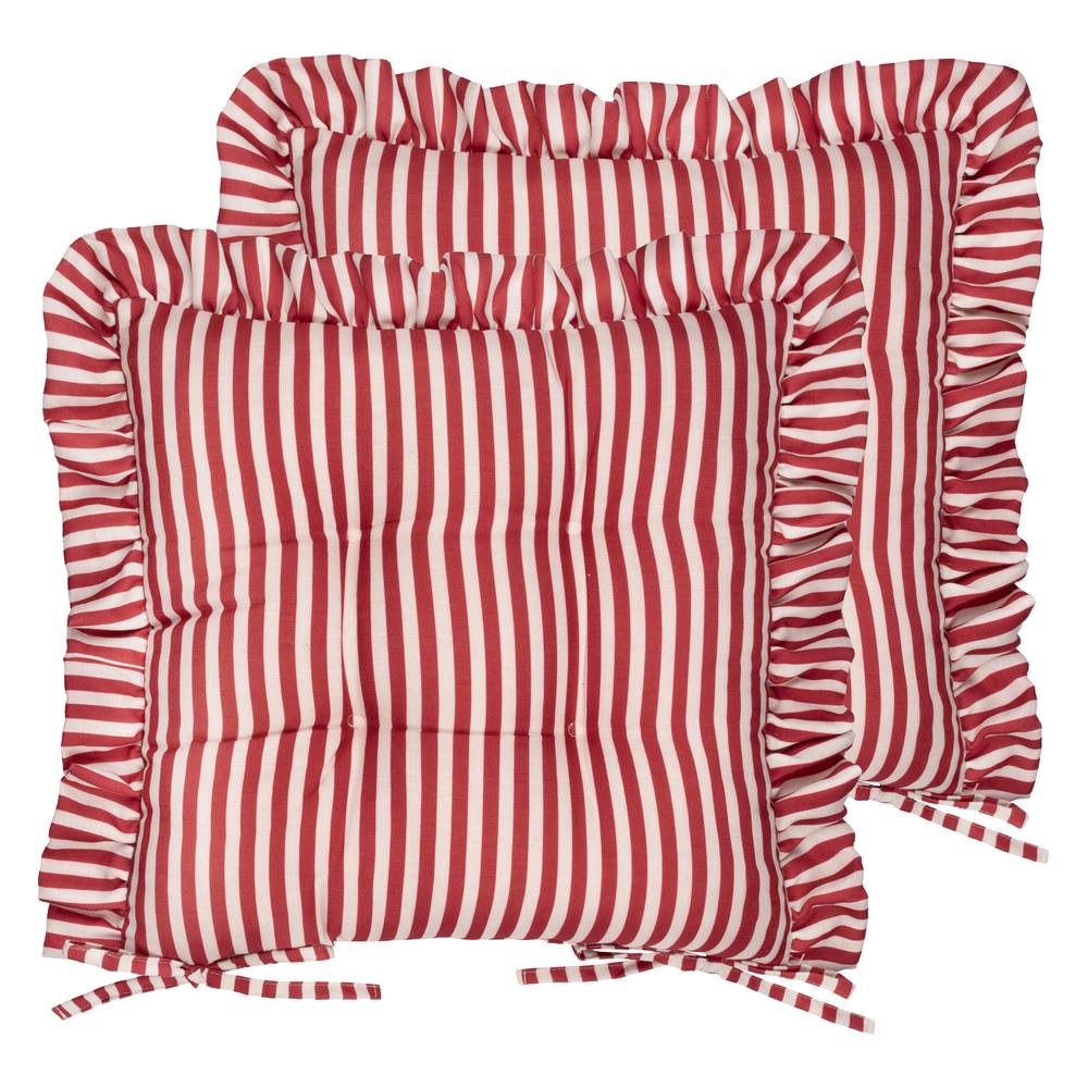 Wylder Millie Ruffle 2 Pack Indoor/Outdoor Seat Pads in Red 2