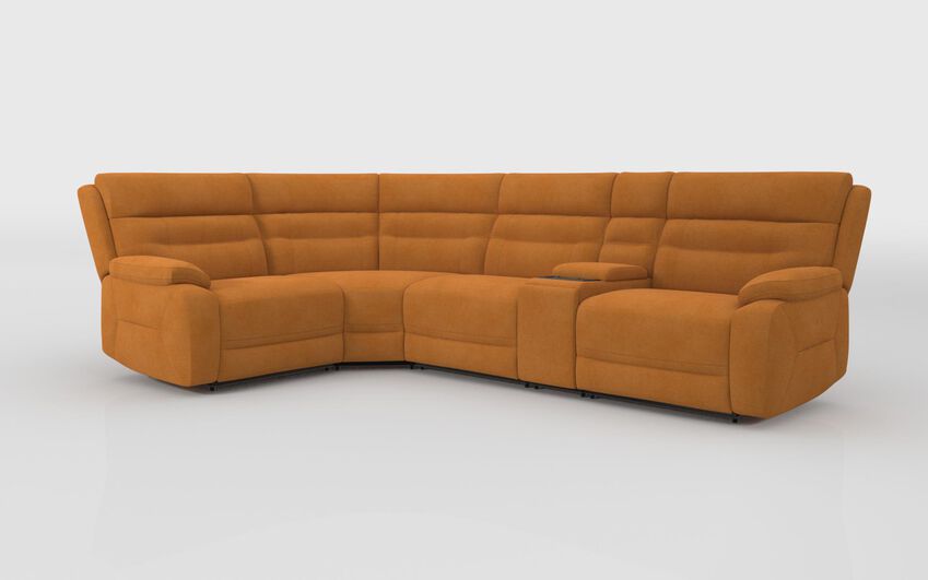 Yellow Fabric Fenton 1 Corner 3 Sofa with Media Console