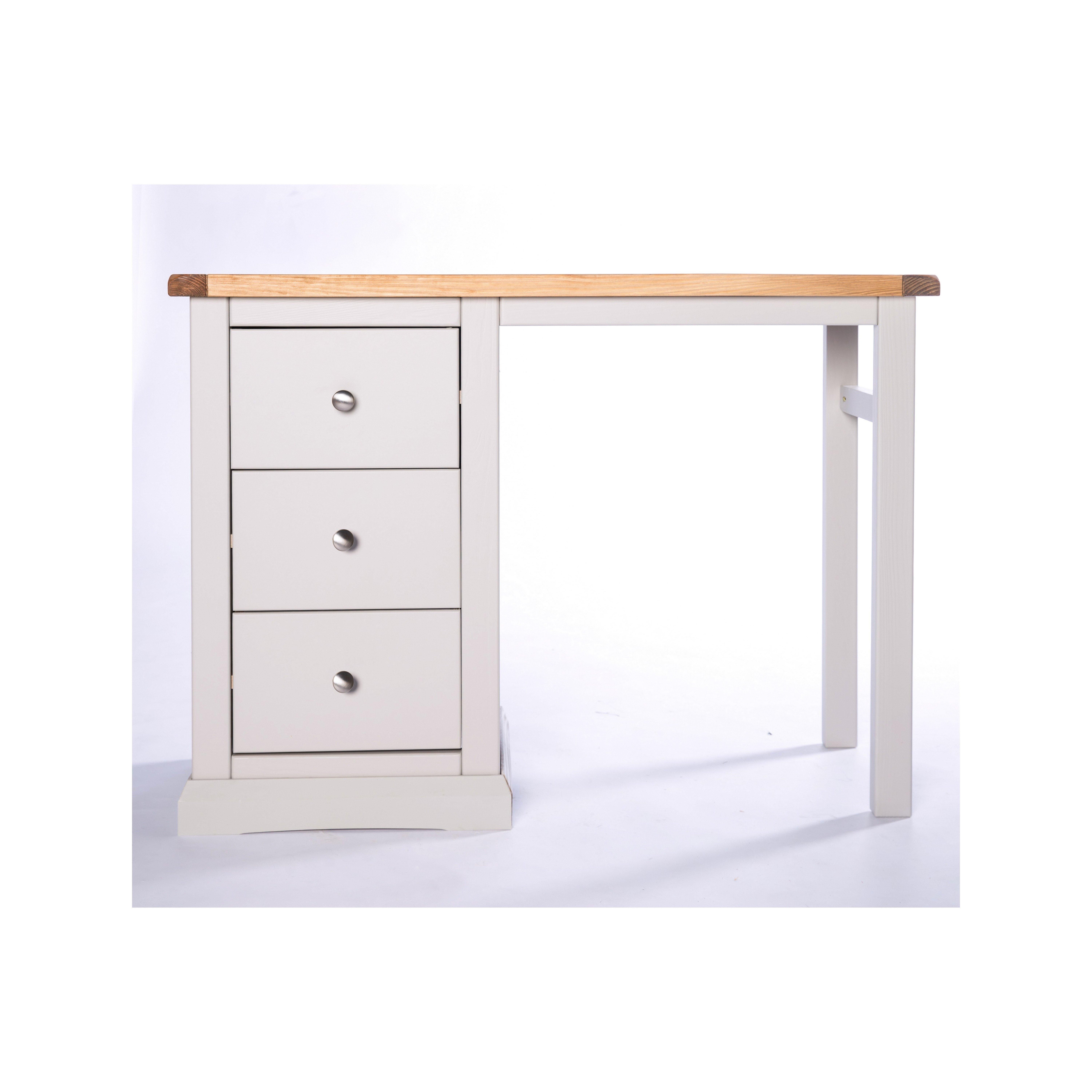 Cabinet Bits Loreo 3 Drawer Desk - Dressing Table Chrome Knob in Light Grey