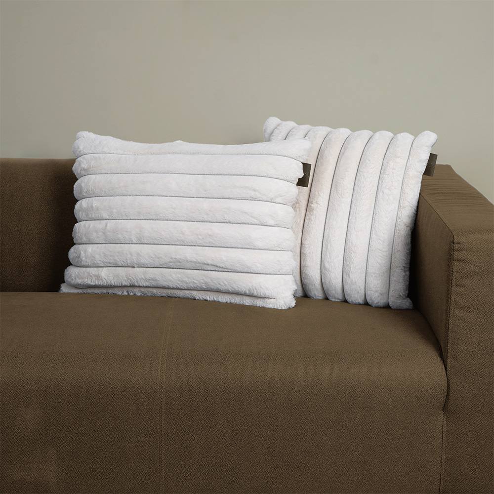 rucomfy Beanbags rucomfy Ribbed Faux Fur 40x60cm Cushion - Luxury Home Decor Pillow in Ivory