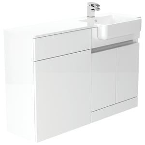 Be Modern Botanica Gloss White Right Hand 1260mm Freestanding Vanity & Toilet Pan Unit with Basin Modular Combination