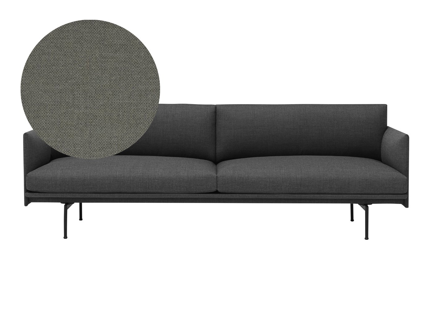 Muuto Outline 3 Seater Sofa Kvadrat Fiord Dark Green 961