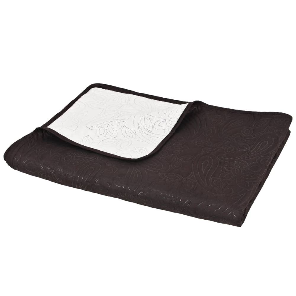 Berkfield Home Decorative Double-sided Quilted Bedspread 220x240 cm Cream & Brown in Dark Brown