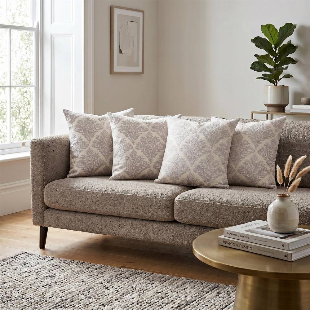 Luxury Living Luxury Chenille Cushions Set of 4 with Pads in Silver
