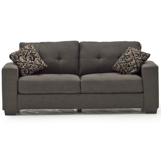 Vivaldi Fabric 3 Seater Sofa In Grey With 2 Scatter Cushions