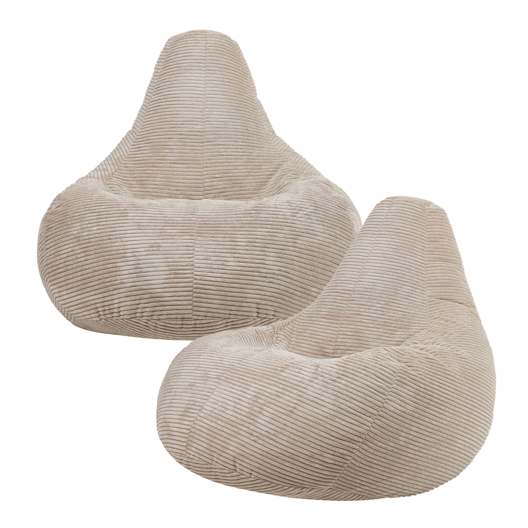 icon Dalton Cord Adult Bean Bag Chair, Set of 2 in Natural