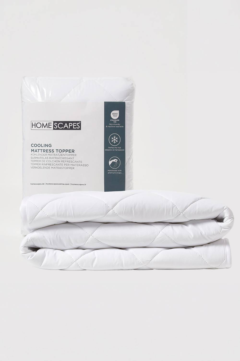 Homescapes Advanced Cooling Mattress Topper Hyphoallegric in White