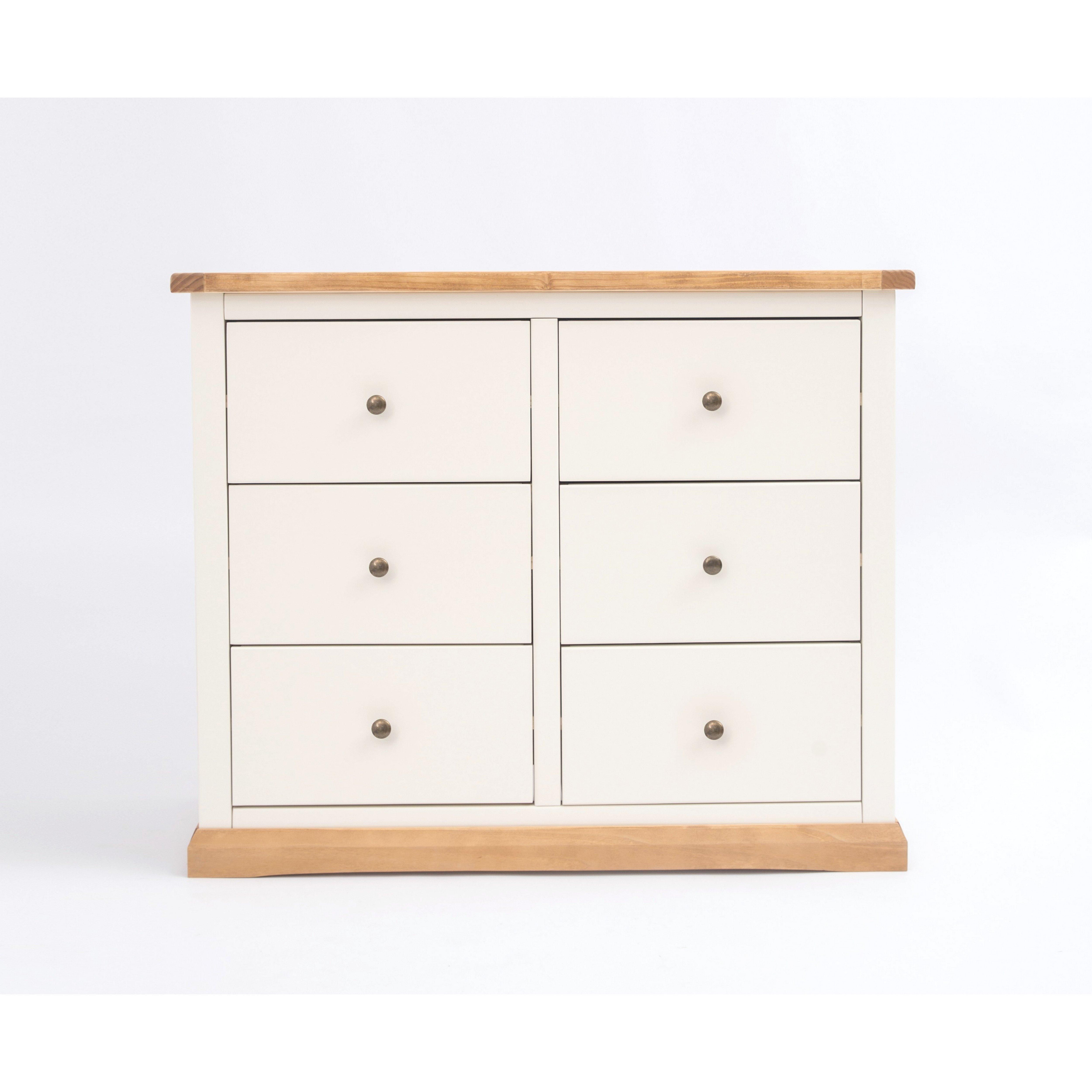 Cabinet Bits Trevi 6 Drawer Chest of Drawers Brass Knob in Off-White