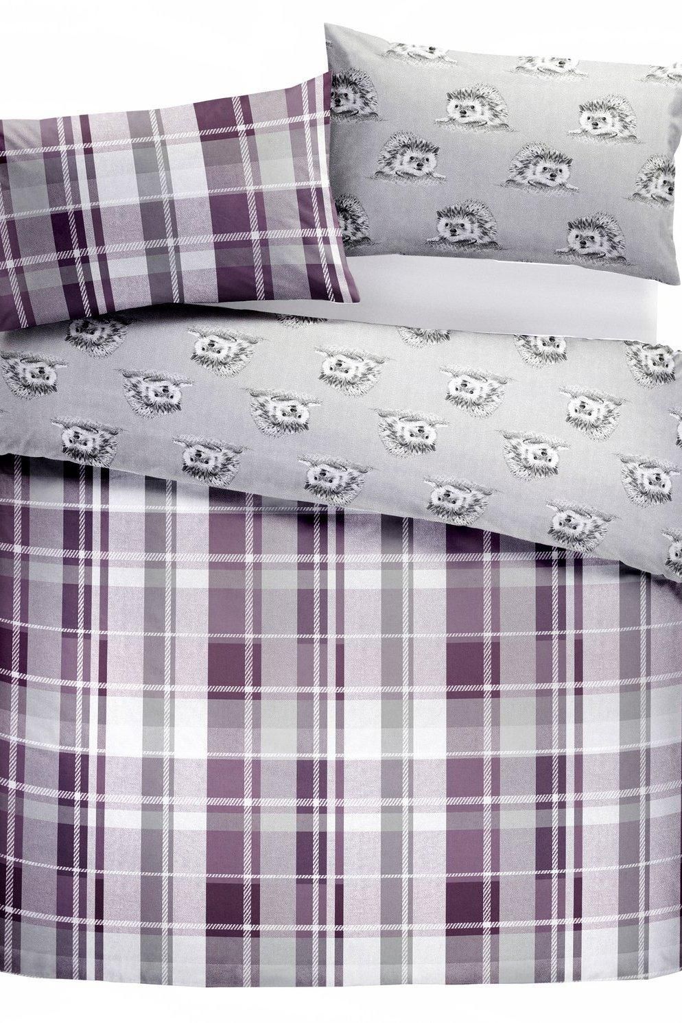 Dreams & Drapes 'Colville Check' 100% Brushed Cotton Duvet Cover Set in Plum 6