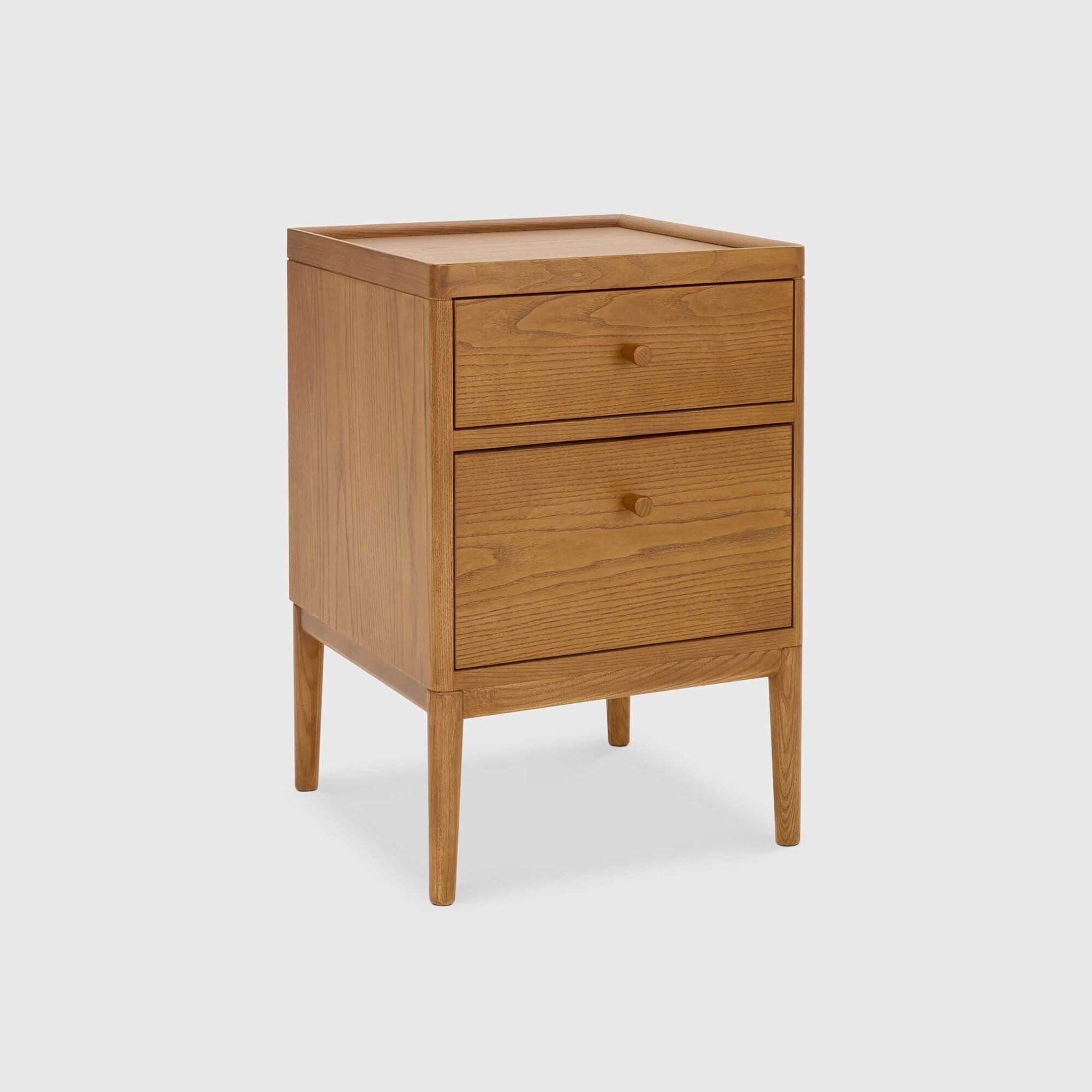 Ercol Salina Two Drawer Bedside Cabinet, Neutral Wood | Barker & Stonehouse