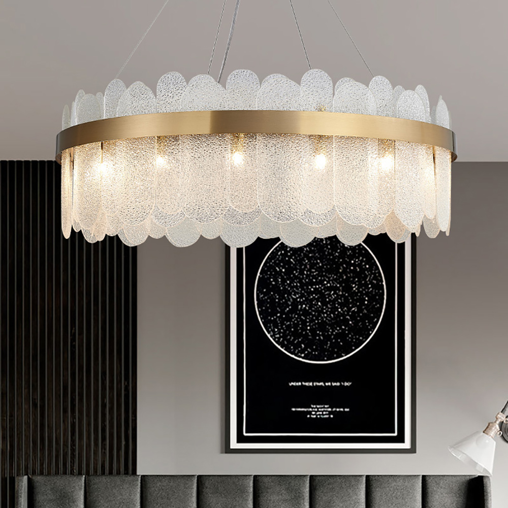 Modern Round 6-Light Tiered Clear Glass Chandelier