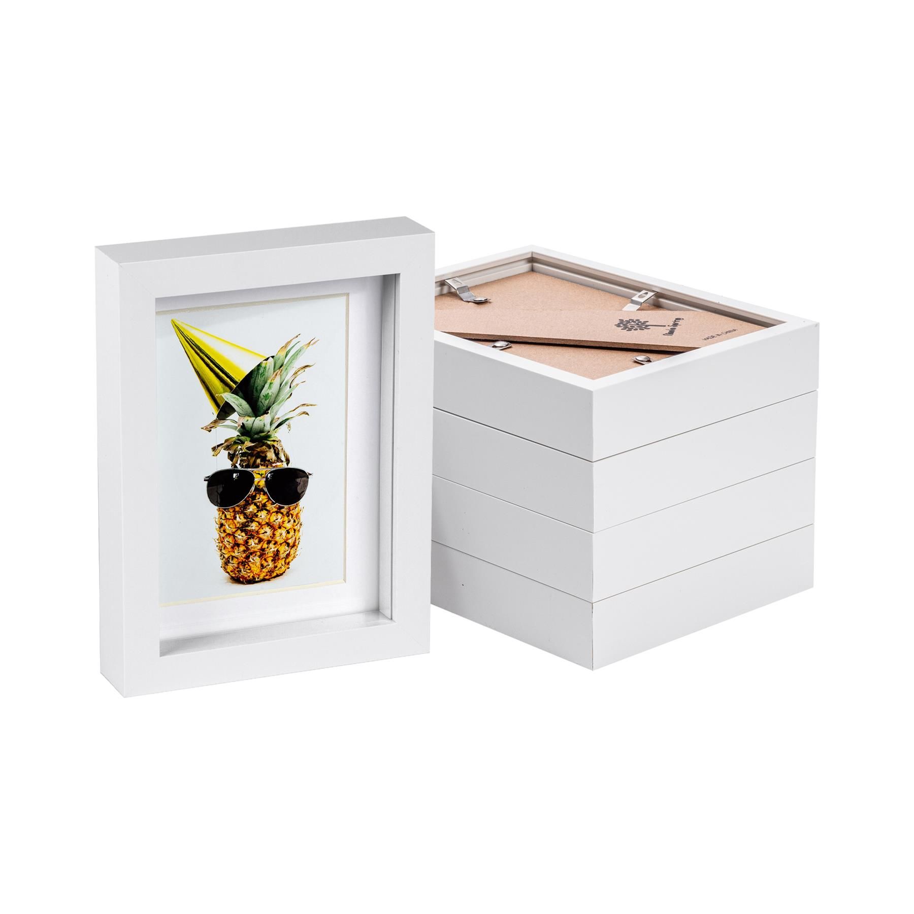 Nicola Spring 5" x 7" White 3D Box Photo Frames - 4" x 6" Mount - Pack of 5 1