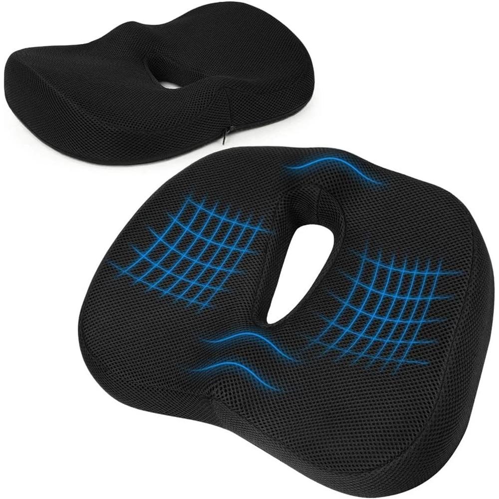 Nordara Orthopaedic Chair Seat Cushion Back Support Coccyx in Black