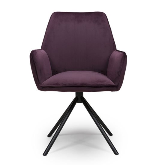 Uno Velvet Fabric Dining Chair In Mulberry