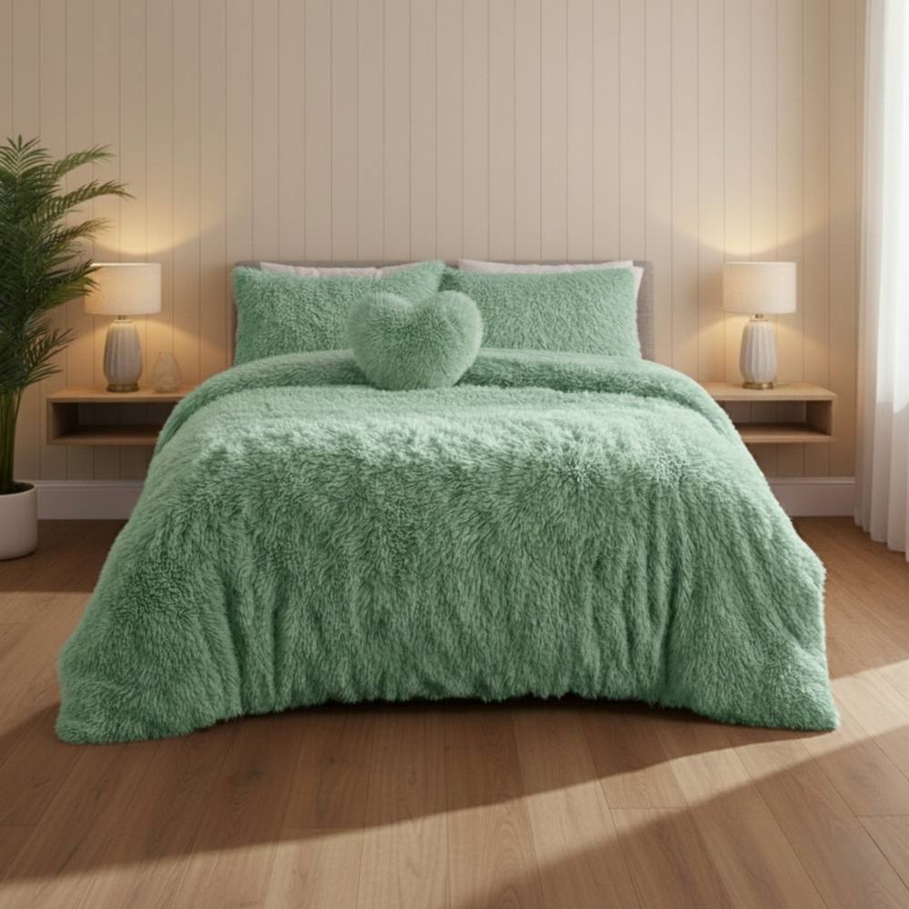 Snug City Super Fluffy Duvet Cover Ultra Soft, Cloud-Like Comfort Snug Sleep in Green