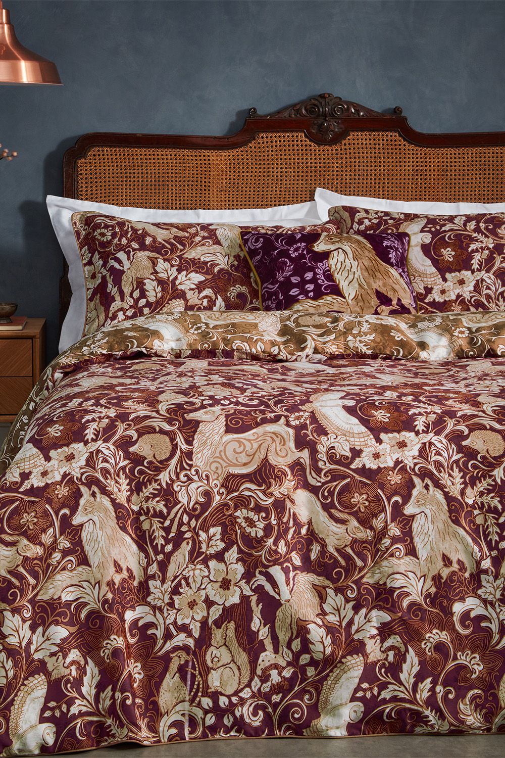 Paoletti Harewood British Animal 100% Cotton Duvet Cover Set in Red