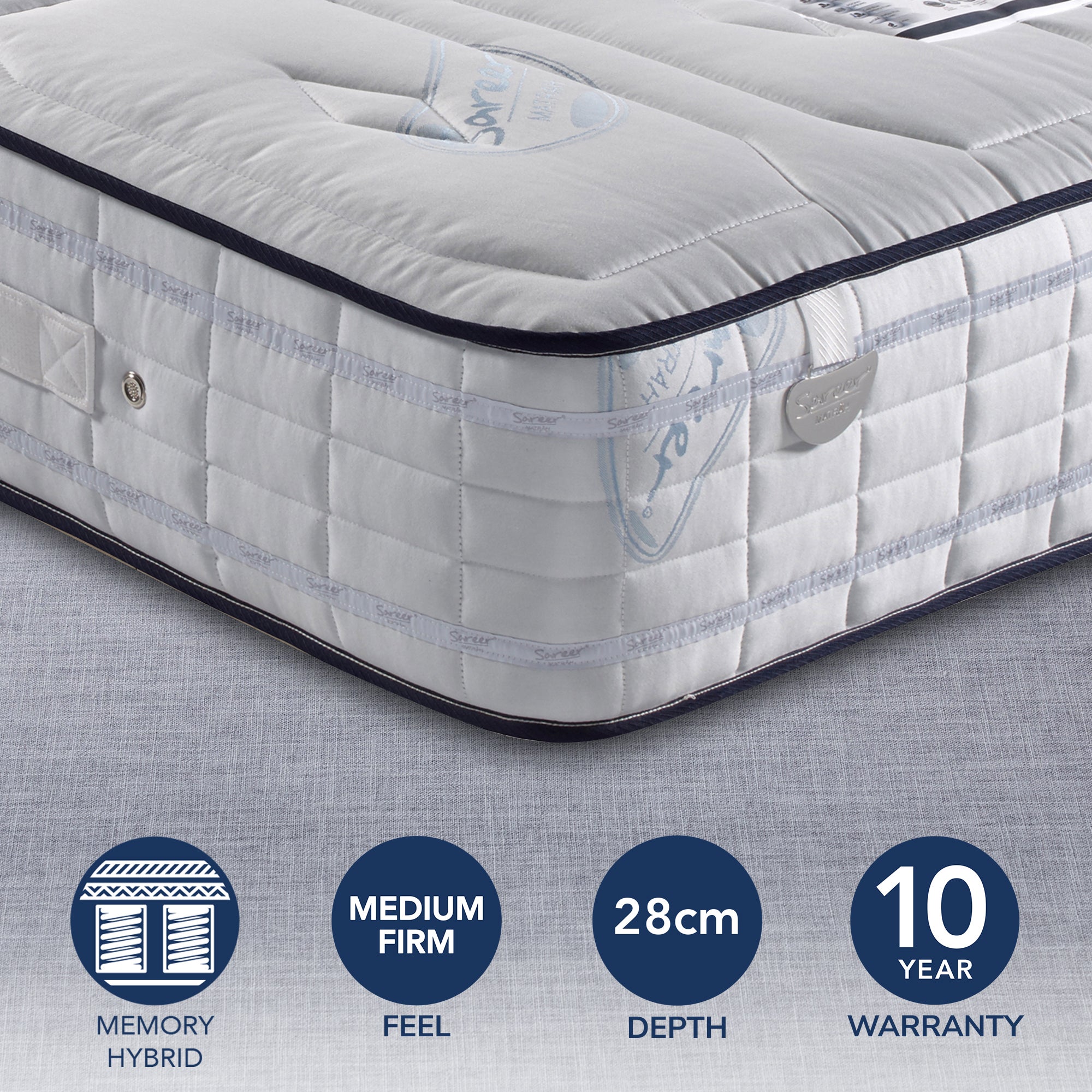 Sareer Medium Firm Pocketo 2000 Gel Mattress White