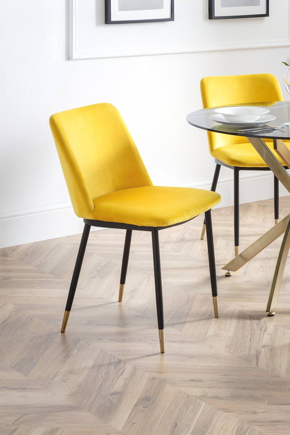 Julian Bowen Delaunay Upholstered Dining Chair (Set of 2) in Mustard