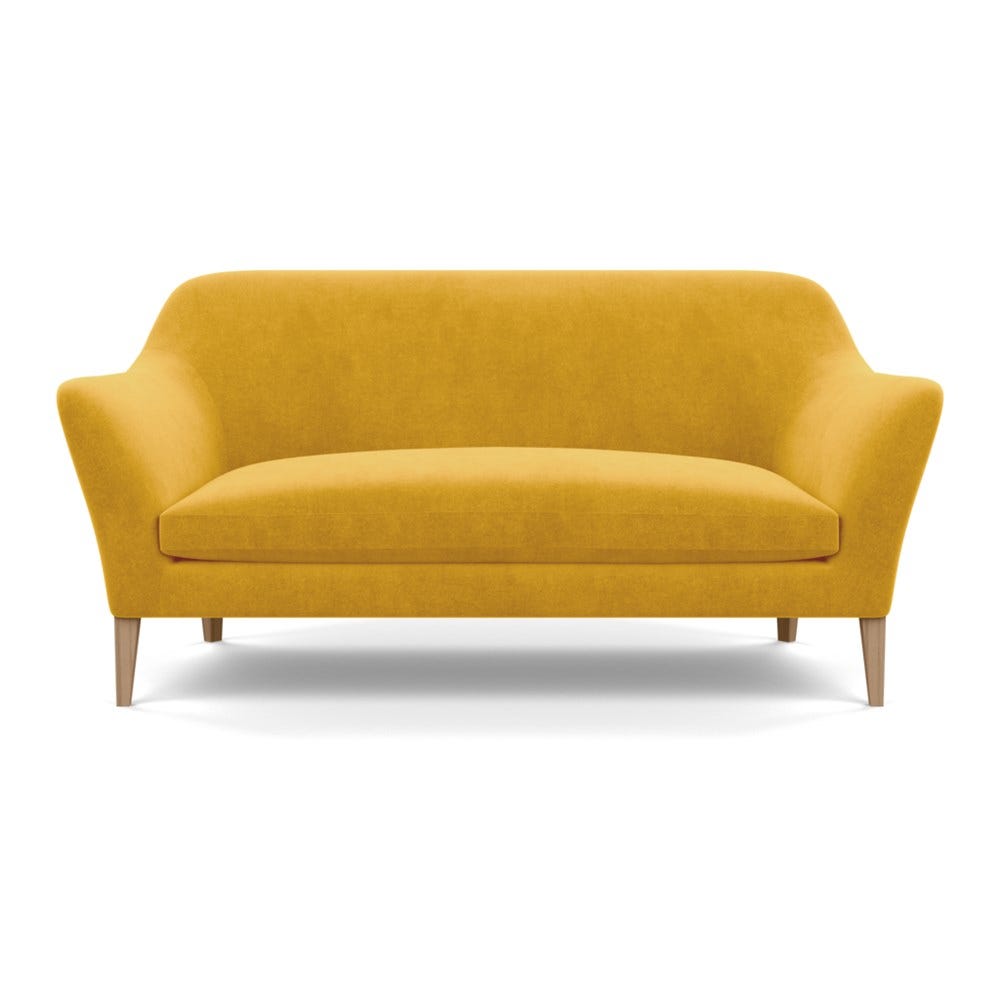 Heal's Wallis 3 Seater Sofa Smart Luxe Velvet Canary Tinted Ash Feet 2