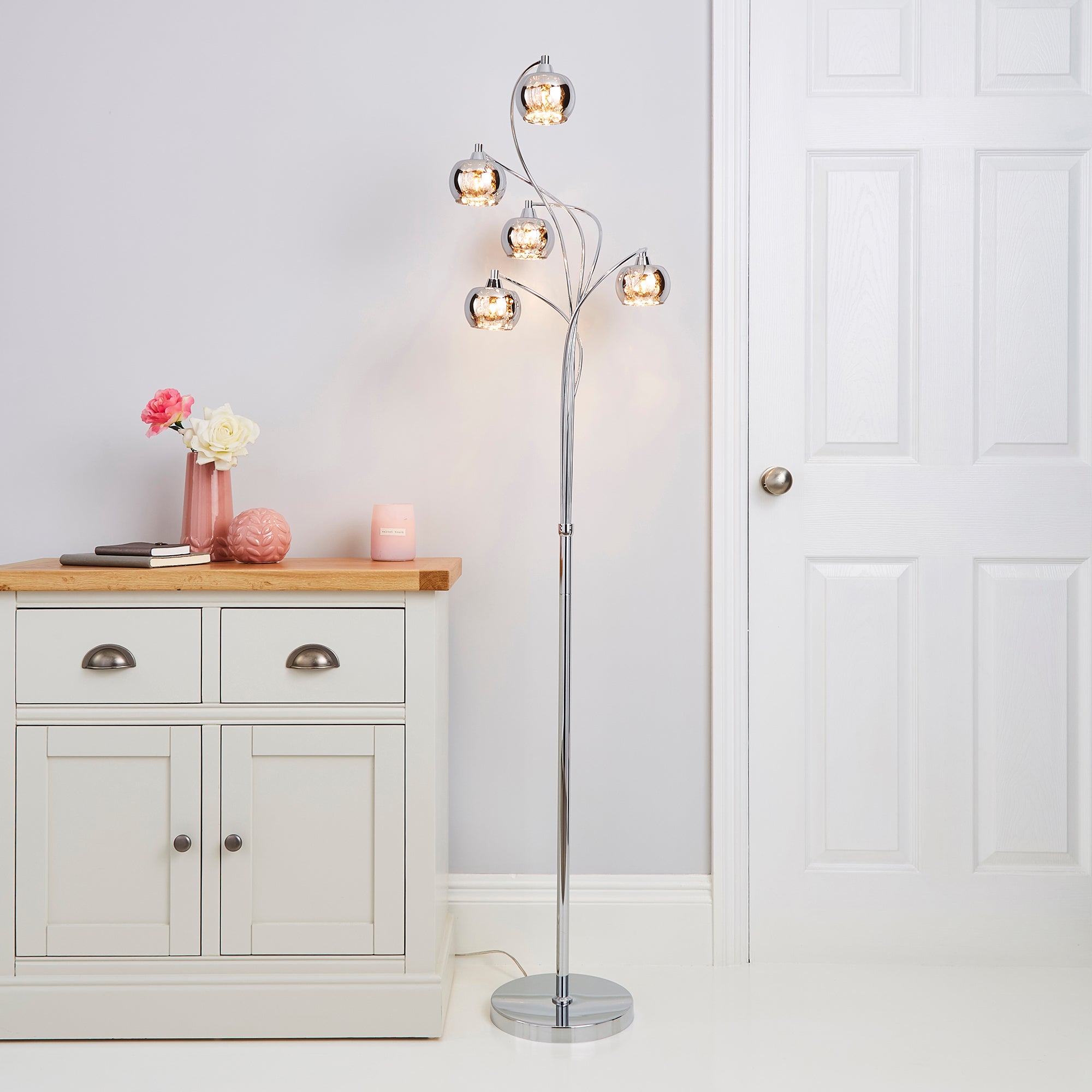 Seychelles Smoked 5 Light Floor Lamp Silver