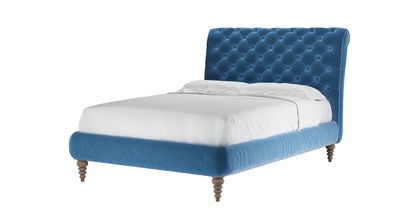Knightsbridge (No Footboard) Double Bed in Bahama Cotton Matt Velvet - sofa.com