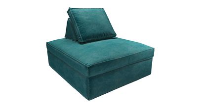 Harry Large Pouffe with bolster cushion in Jade Smart Velvet - sofa.com