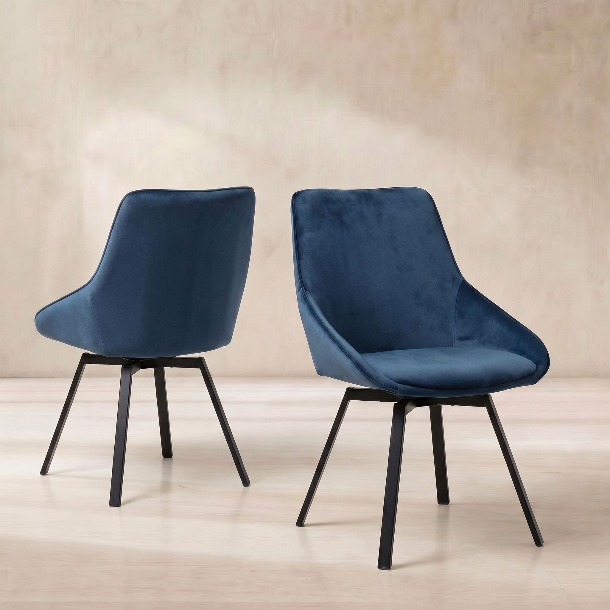 Beckton Leisure Swivel Dining Chair, Blue Velvet | Barker & Stonehouse