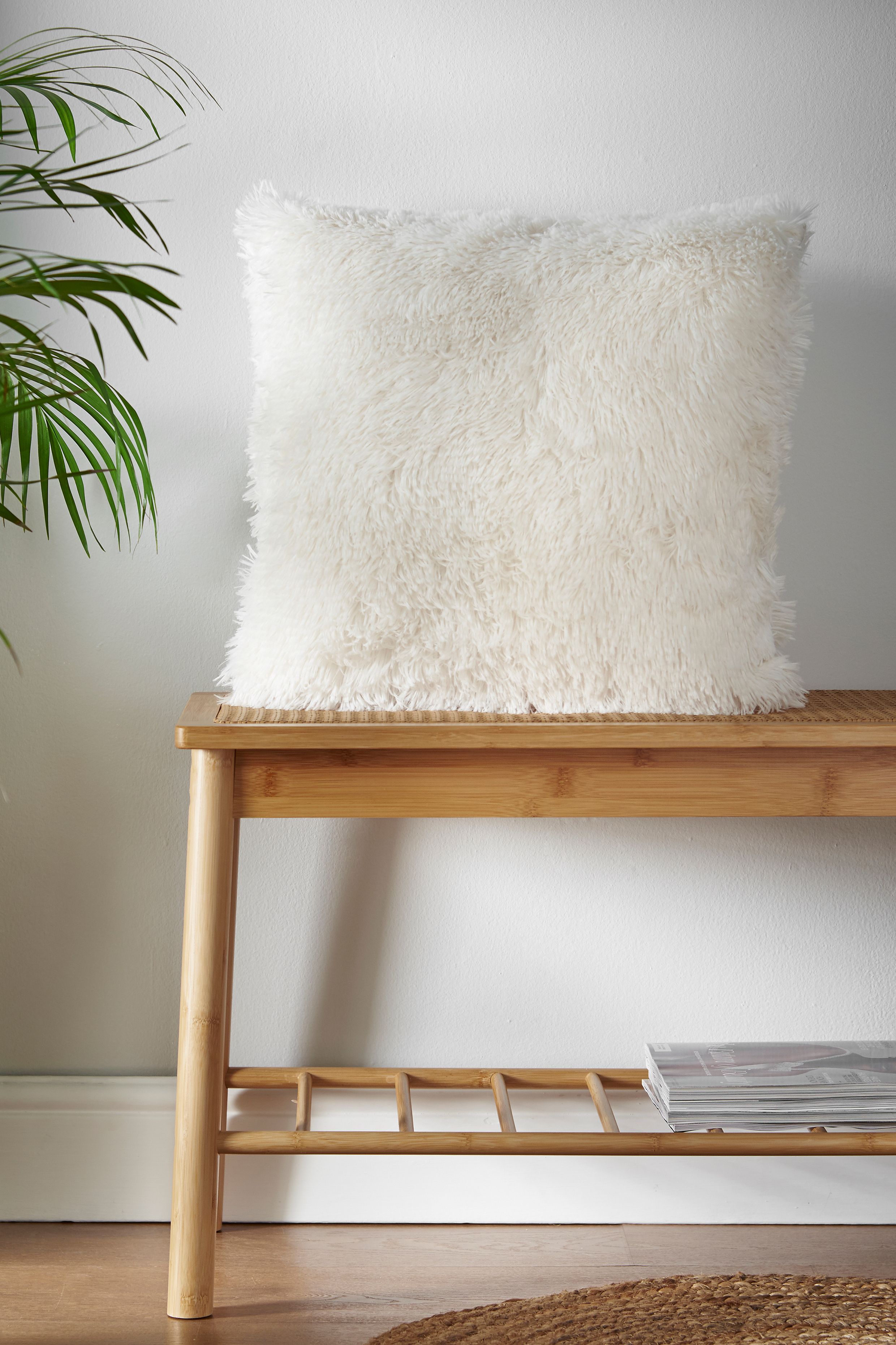 Catherine Lansfield 'Cuddly' Faux Fur Cushion in Cream