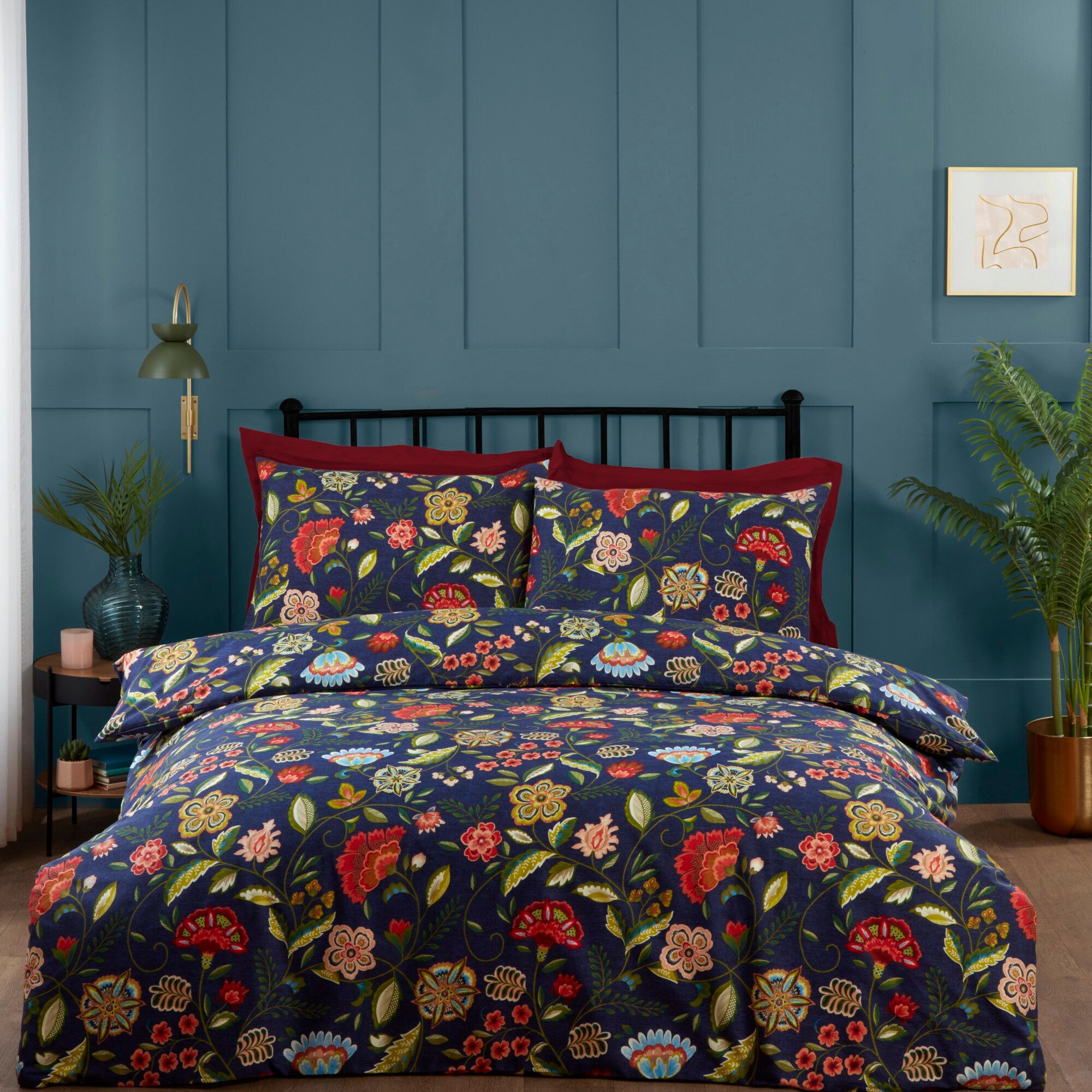 Portfolio Home Marla Floral Bedding Duvet Cover Quilt Set with Pillowcase in Blue