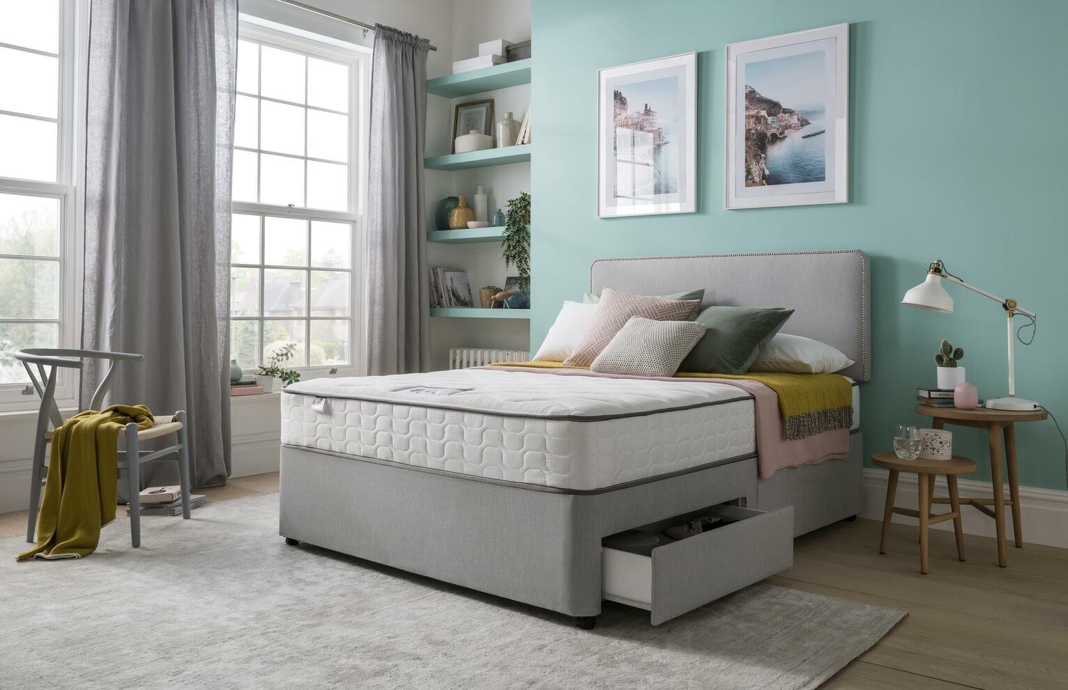 Silentnight Pavia Comfort 2 Drawer Grey Divan - Small Double
