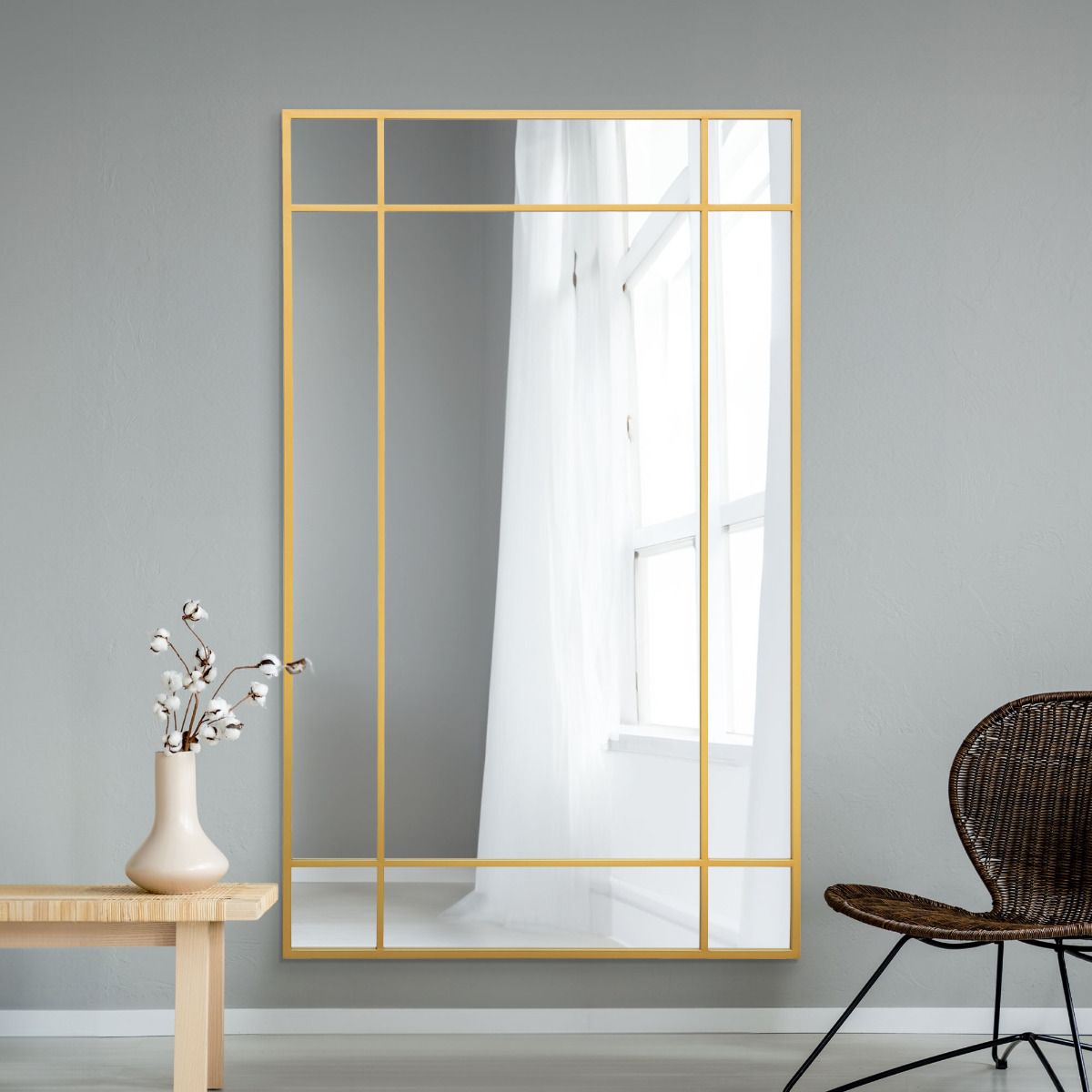 MirrorOutlet Gold Contemporary Wall & Leaner Mirror 71" X 43" (180 x 110CM) 6