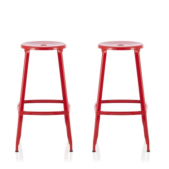 Bryson 66cm Metal Bar Stools In Red In A Pair