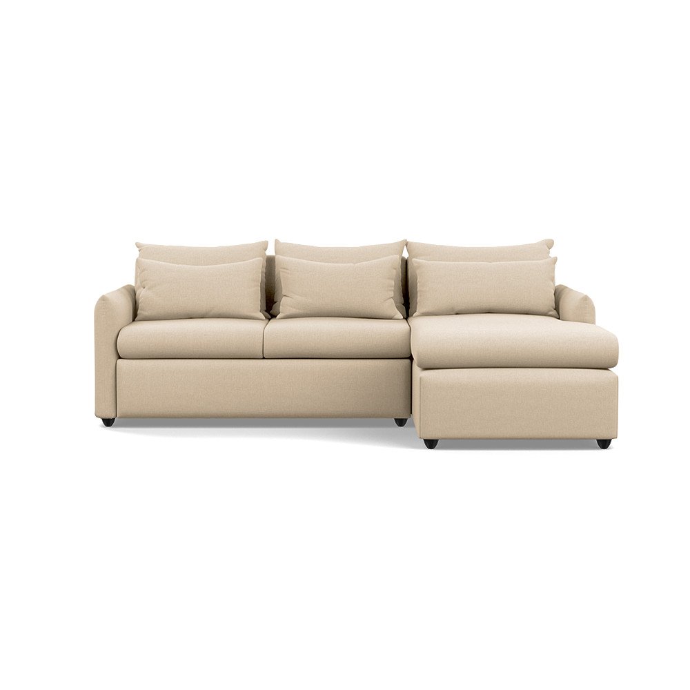 Heal's Pillow Medium RHF Corner Chaise Sofa Bed Brushed Cotton Oat Black Feet