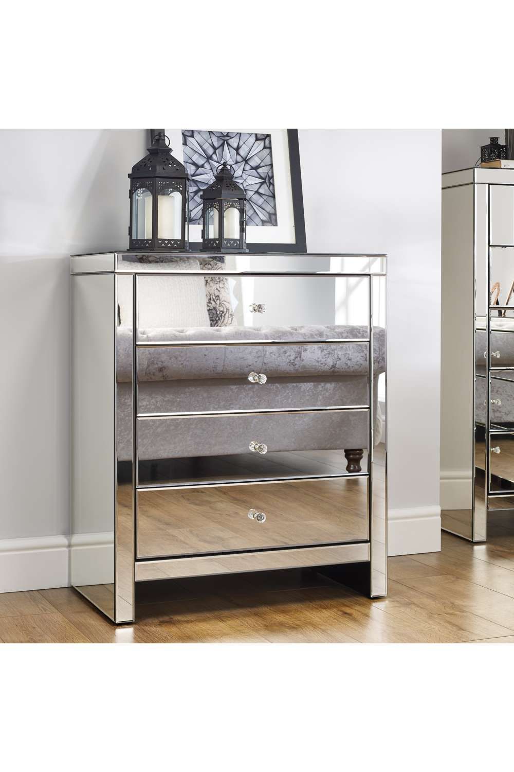 Birlea Seville 4 Drawer Chest Mirrored in Silver