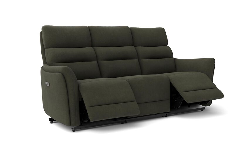 Green Fabric Cleveley 3 Seater Power Recliner Sofa