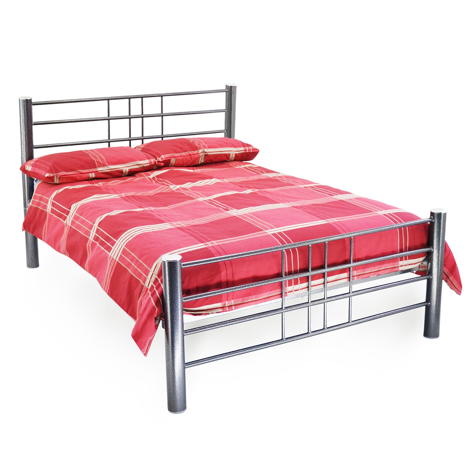 Cuba Silver Hammered Metal Bed Frame Silver