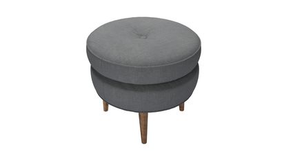 Felix Round Footstool in Monsoon Brushed Linen Cotton - sofa.com