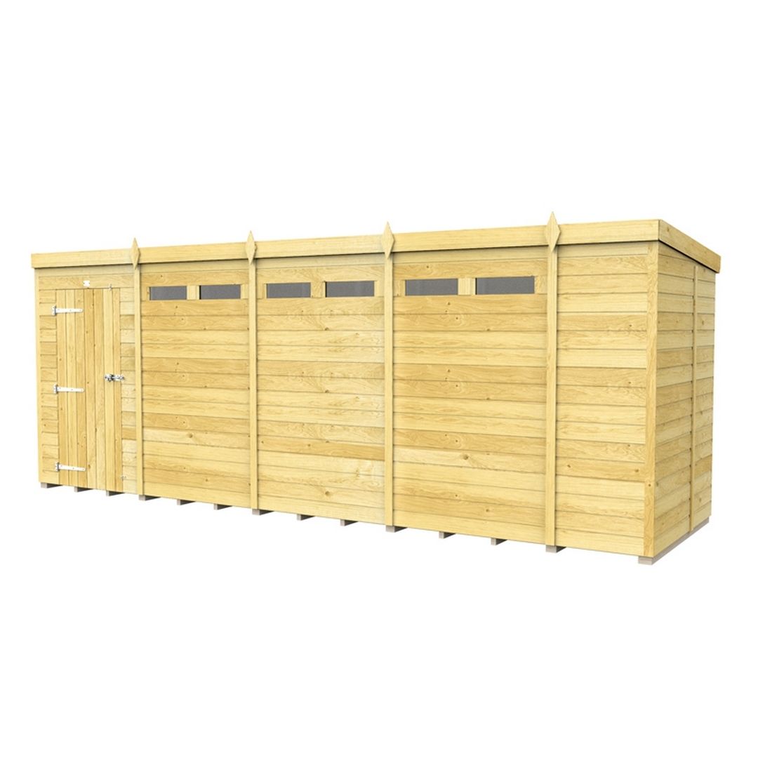 Buttercup Farm 18 x 5 Feet Pent Security Shed - Single Door - L147 x W533 x H201 cm in Brown