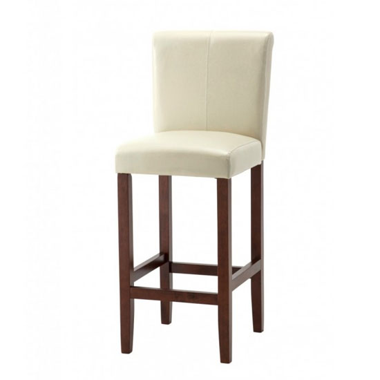 Wilton Leather Bar Stool In Ivory With Dark Leg