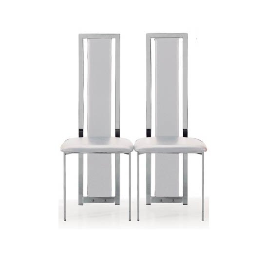 Nicole Dining Chair In White Faux Leather in A Pair