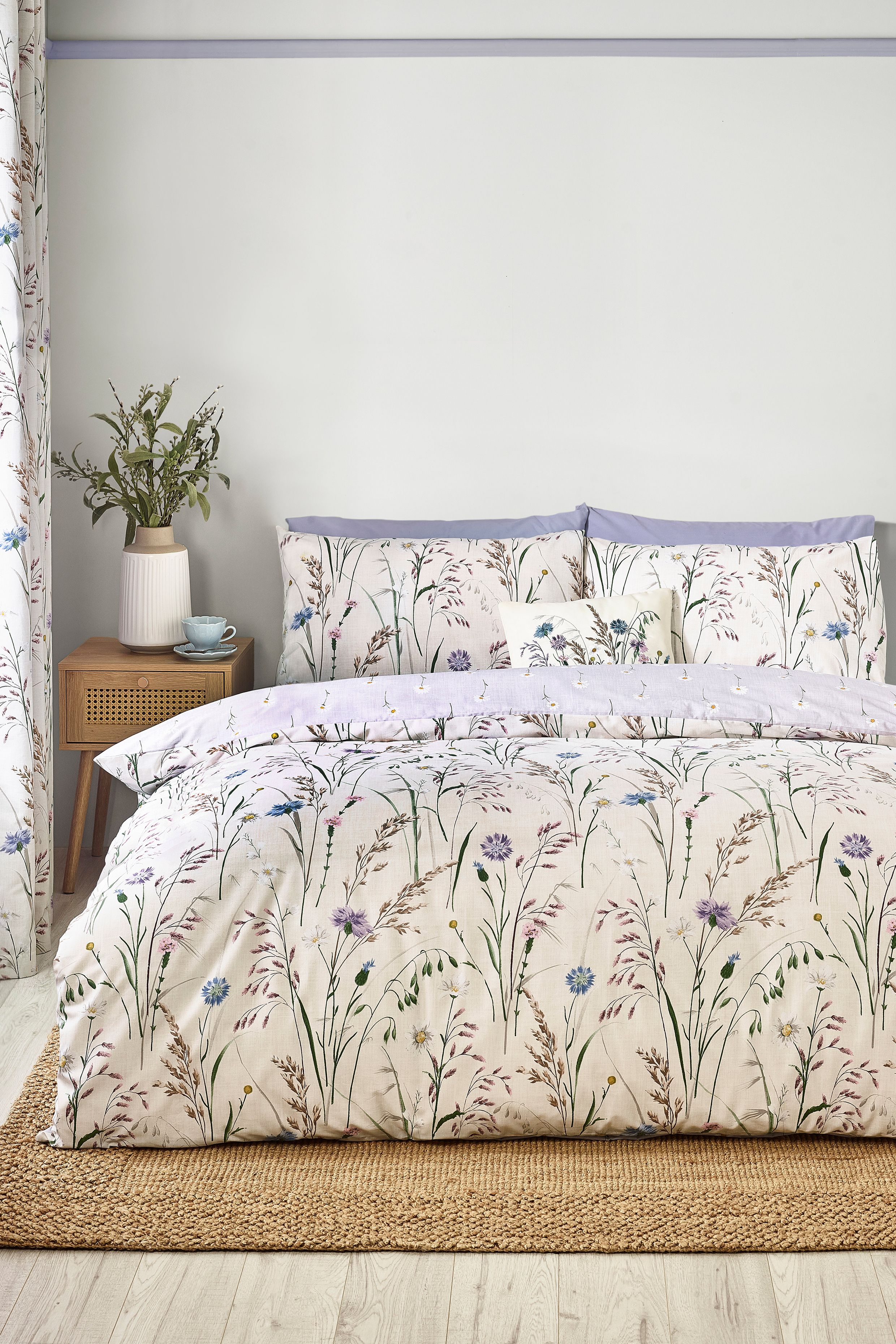 Catherine Lansfield 'Grasmere Floral' Reversible Duvet Cover Set in Lilac