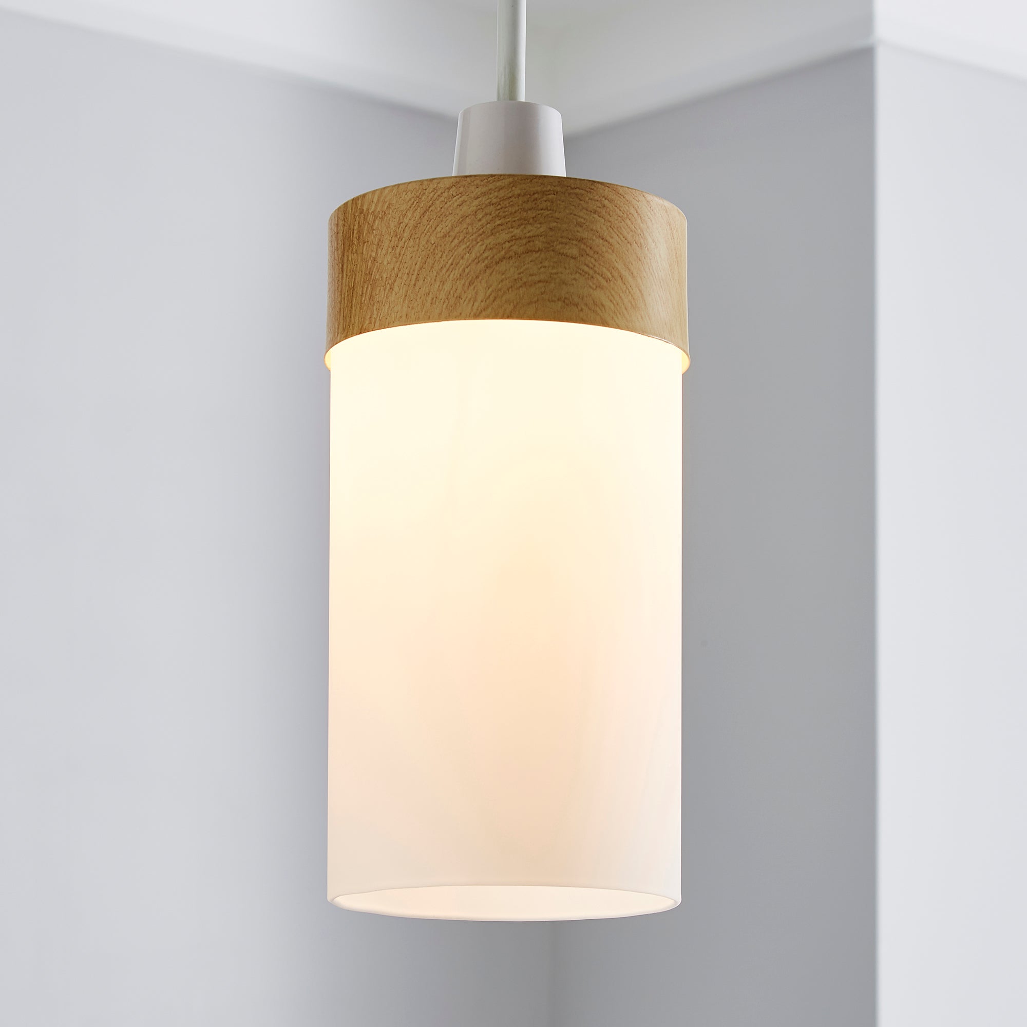 Ferris Wood Effect Easy Fit Pendant Brown