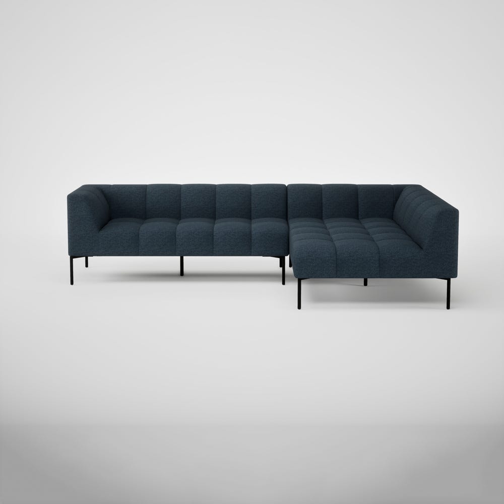 Heal's Quadro Right Hand Facing Chase Sofa Siena Cotton Deep Sea Black Feet 2