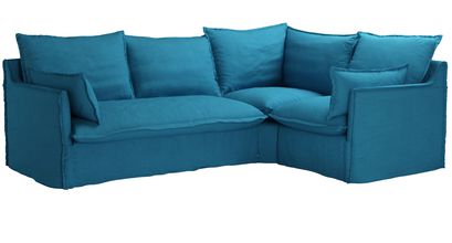 Isaac Asym: LHF 2 Seat Sofabed w RHF Single in Marina Brushed Linen Cotton - sofa.com