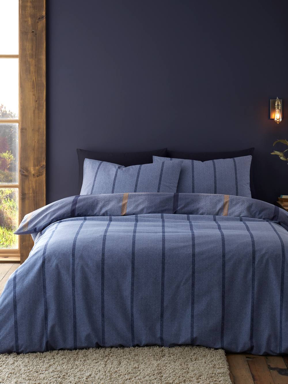 Catherine Lansfield 'Brushed Cotton Melrose Tweed Check' Duvet Cover Set in Blue 2