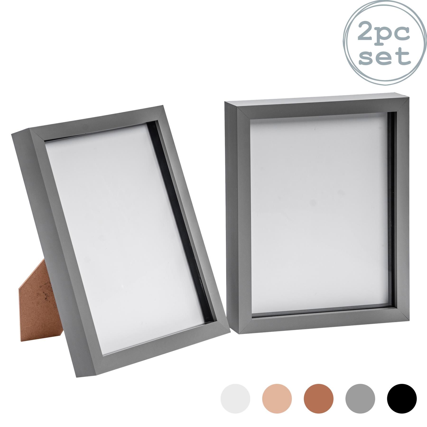 Nicola Spring 3D Box Photo Frames - 8 x 10" - Pack of 2 in Grey