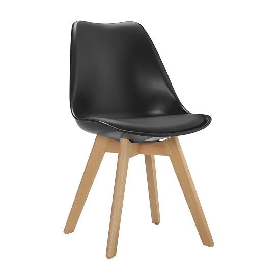 Sigmon Dining Chair In Matt Black PU Seat With Solid Beech Legs