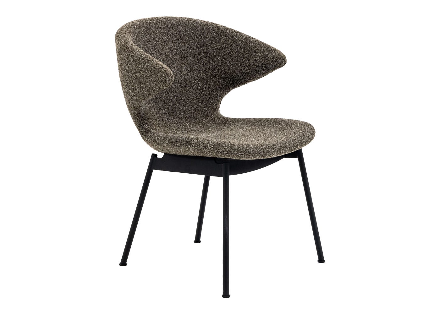 Case Ella Dining Chair in Boucle Pepper with Black Legs