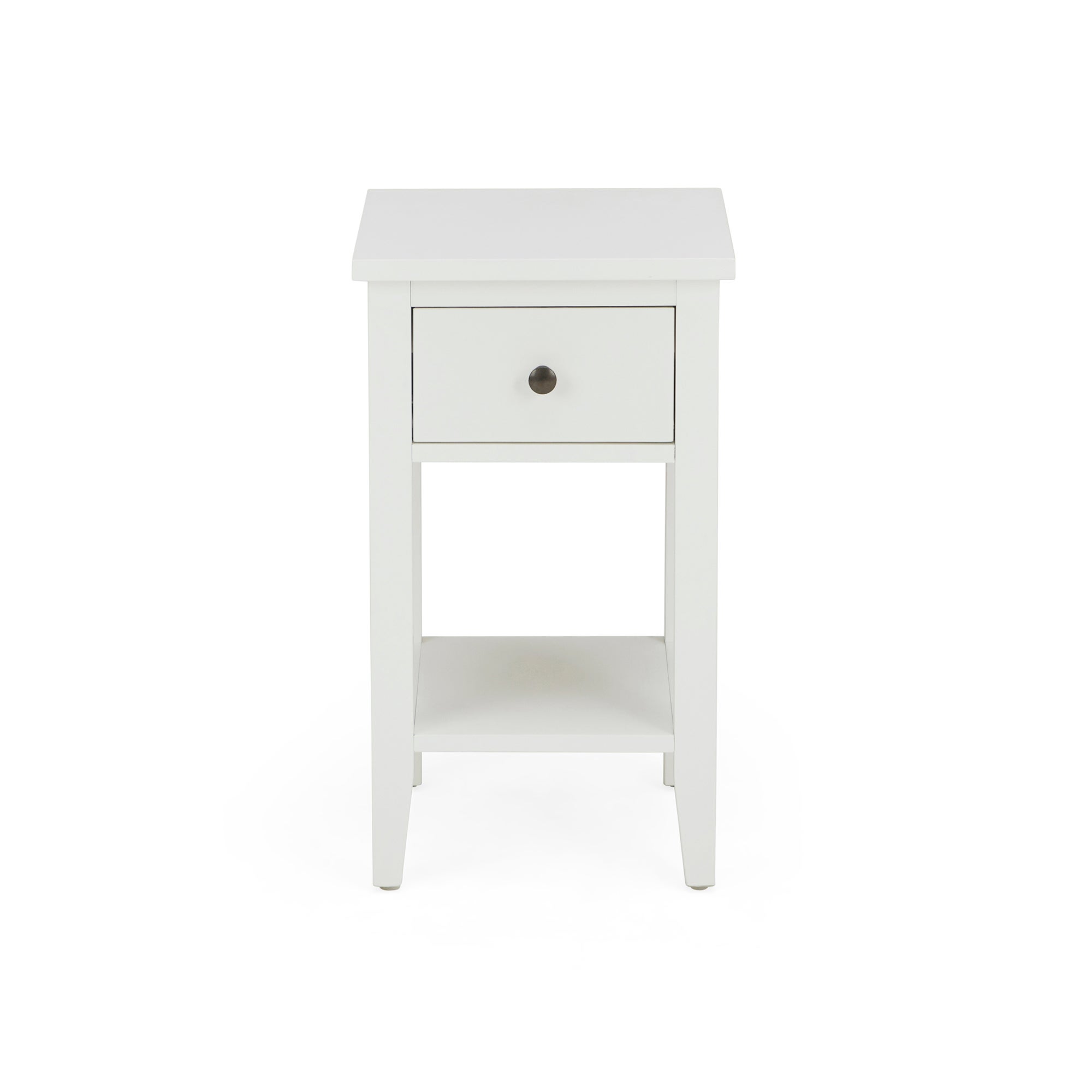 Lynton Compact White Slim Bedside Table White
