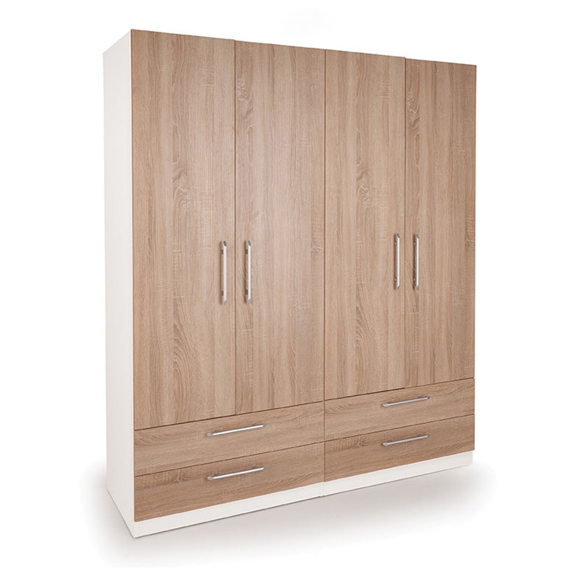 Euston 4 Door 4 Drawer Wardrobe White and Natural